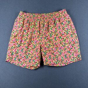 Maaji Swim Trunks Shorts Mens Small Pink‎ Yellow Floral Mesh Lined Elastic Waist